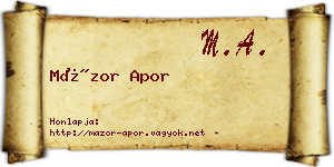 Mázor Apor névjegykártya