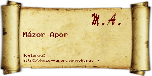 Mázor Apor névjegykártya